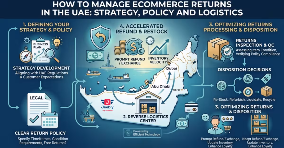 How to manage eCommerce returns in the UAE with reverse logistics, return policies, refunds and inventory restocking